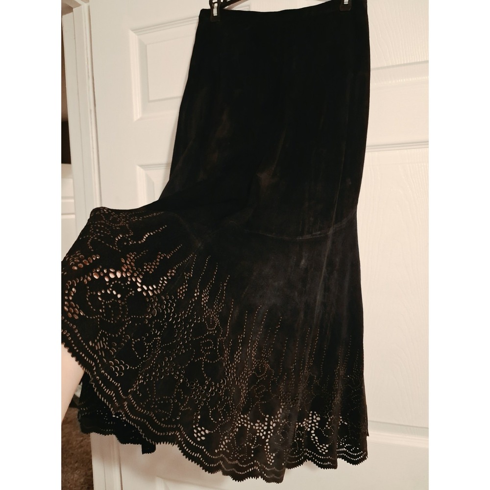 Chico's 100% Leather Suede Skirt Flared Western Country Cowgirl Ranch Boho